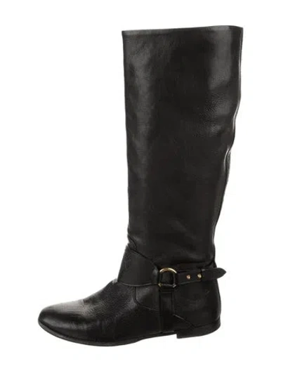 Pre-owned Gucci Vintage Hysteria Accent Riding Boots In Black
