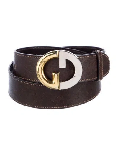 Pre-owned Gucci Vintage Interlocking G Logo Belt In Brown