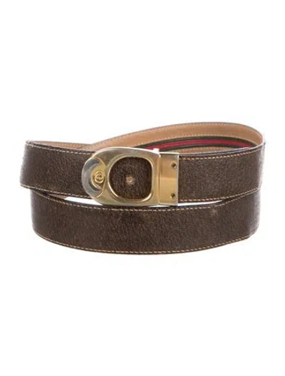 Pre-owned Gucci Vintage Interlocking G Logo Belt In Brown