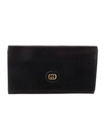 Pre-owned Gucci Vintage Interlocking G Logo Bifold Wallet In Black