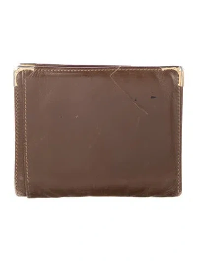 Pre-owned Gucci Vintage Interlocking G Logo Bifold Wallet In Brown