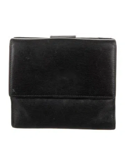 Pre-owned Gucci Vintage Interlocking G Logo Compact Wallet In Black