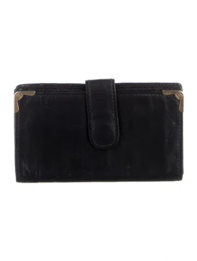 Pre-owned Gucci Vintage Interlocking G Logo French Purse In Black