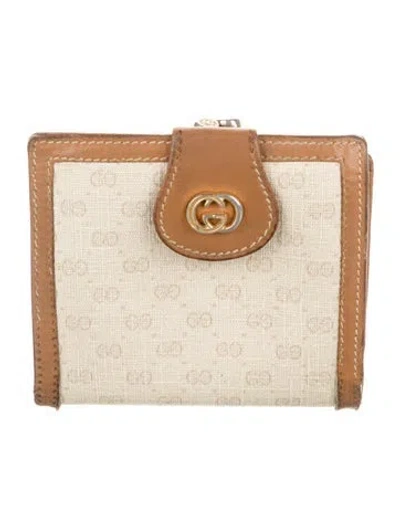 Pre-owned Gucci Vintage Interlocking G Logo French Purse In Neutral