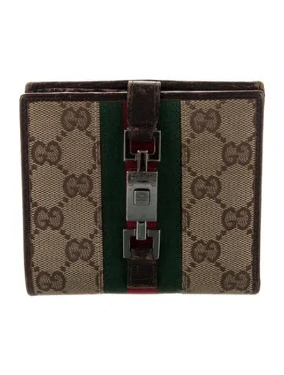 Pre-owned Gucci Vintage Jackie Compact Compact Wallet In Brown