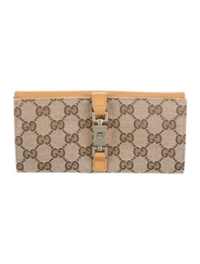 Pre-owned Gucci Vintage Jackie Continental Continental Wallet In Neutrals