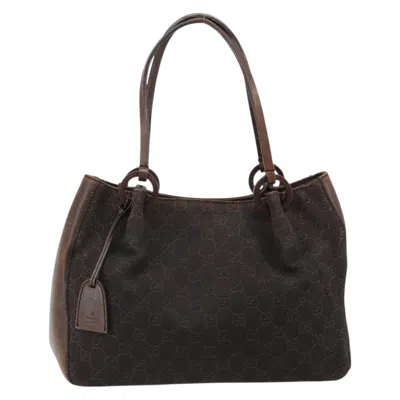 Pre-owned Gucci Vintage Jackie Gg Canvas Brown Canvas Backpack Bag ()