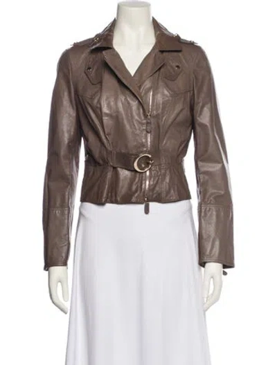 Pre-owned Gucci Vintage Late 2000's - Early 2010's Biker Jacket In Brown