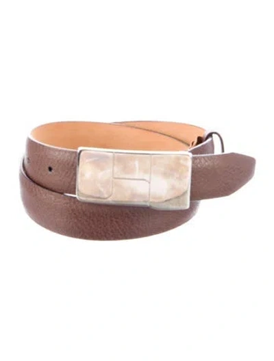 Pre-owned Gucci Vintage Leather Belt Kit In Brown