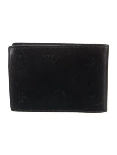 Pre-owned Gucci Vintage Leather Bifold Wallet In Black
