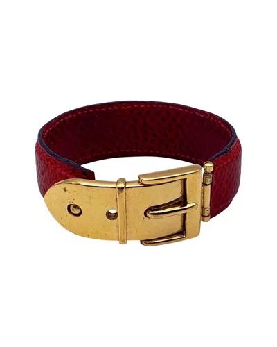 Gucci Vintage Leather Bracelet (authentic Pre-loved) In Red