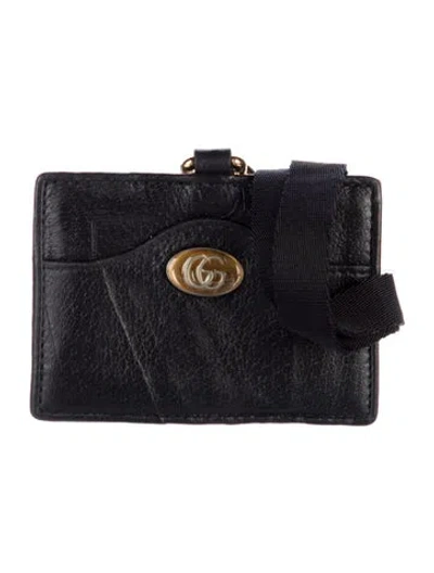 Pre-owned Gucci Vintage Leather Coin Pouch In Black