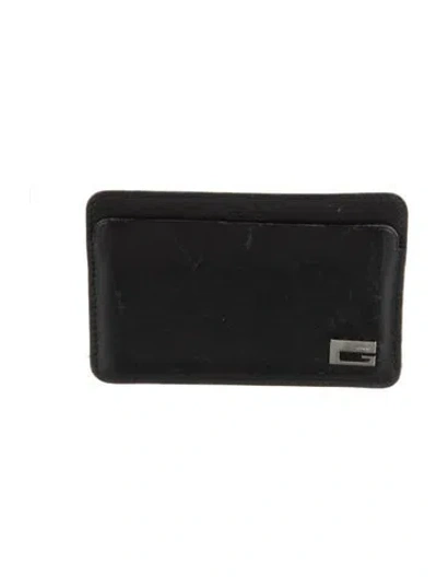 Pre-owned Gucci Vintage Leather Compact Wallet Card Holder In Black