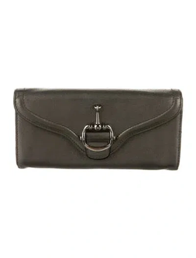 Pre-owned Gucci Vintage Leather Compact Wallet In Gray