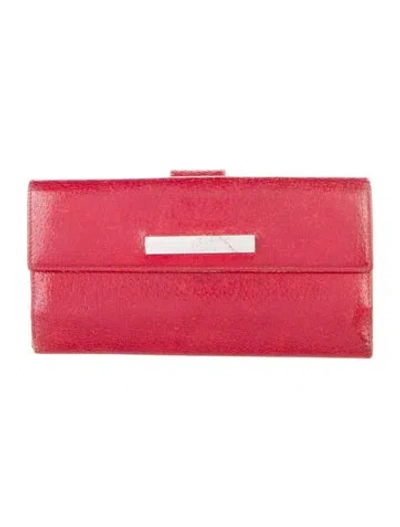 Pre-owned Gucci Vintage Leather Continental Wallet In Red
