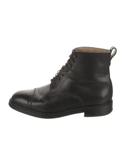 Pre-owned Gucci Vintage Leather Lace-up Boots In Black