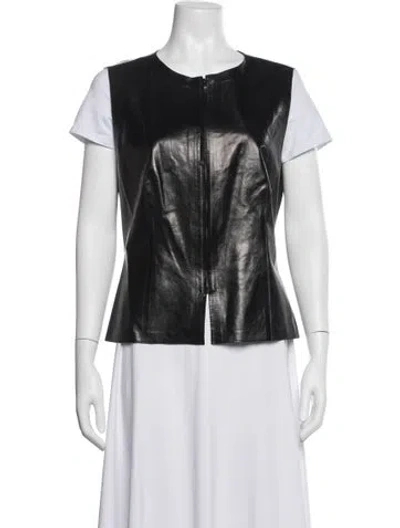 Pre-owned Gucci Vintage Leather Vest In Black
