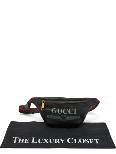 Pre-owned Gucci Vintage Logo Web Belt Bag In Black
