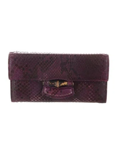 Pre-owned Gucci Vintage Long Flap Wallet Wallet In Purple