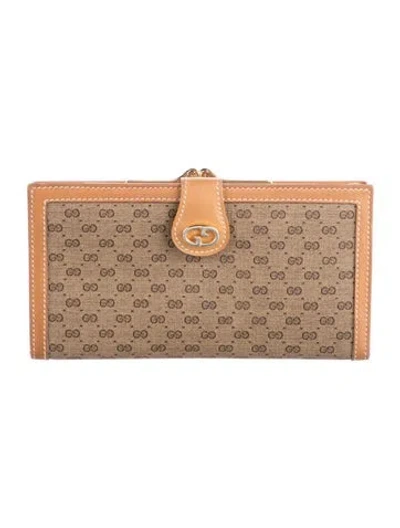 Pre-owned Gucci Vintage Micro Gg Monogram French Purse In Neutral