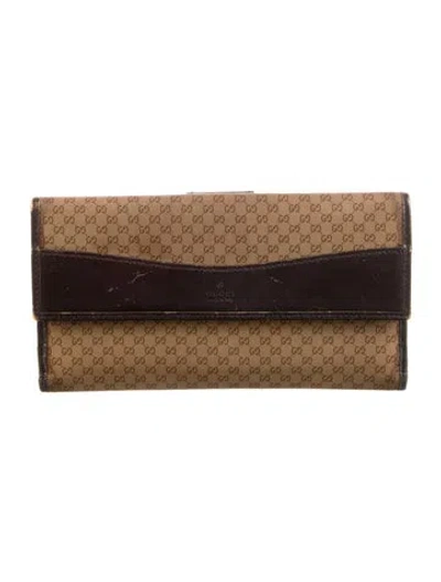 Pre-owned Gucci Vintage Micro Gg Monogram Wallet In Brown