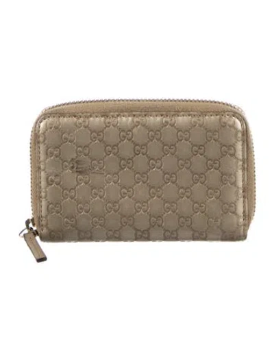 Pre-owned Gucci Vintage Microssima Pattern Wallet In Gold