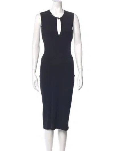 Pre-owned Gucci Vintage Midi Length Dress In Black