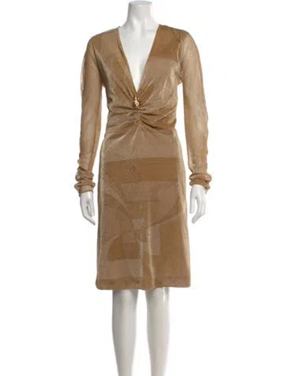 Pre-owned Gucci Vintage Midi Length Dress In Gold