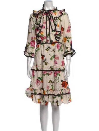 Pre-owned Gucci Vintage Midi Length Dress In Neutrals
