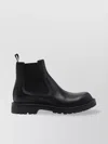 Gucci Round Toe Leather Chelsea Boots With Web In Black