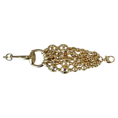 Pre-owned Gucci Vintage Multi-strand Marina Horsebit 18k Gold Bracelet In Multiple