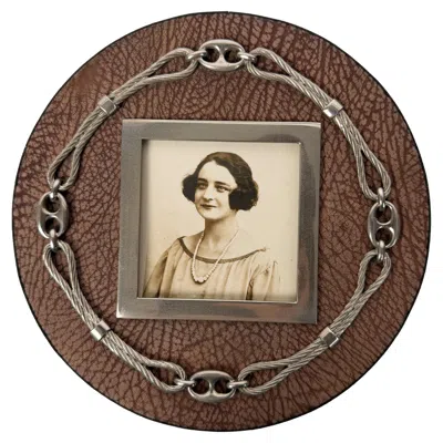 Pre-owned Gucci Vintage Nautical Picture Frame In The Style Of  / Marine Chains & Leather In Silver