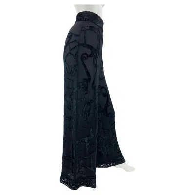 Pre-owned Gucci Vintage Nwt  Ss 1993 Black Velvet & Silk Sheer Wide Leg Pants Equestrian 40