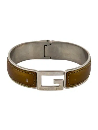 Pre-owned Gucci Vintage Patent Leather G Hinge Bangle Bracelet, 7" In Multi