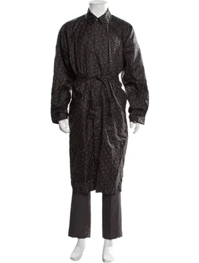 Pre-owned Gucci Vintage Printed Trench Coat In Black