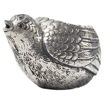 Pre-owned Gucci Vintage Quail Candle Holder 1970s In Silver