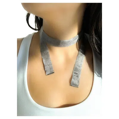 Pre-owned Gucci Vintage Rare White Gold Mesh Tie Necklace