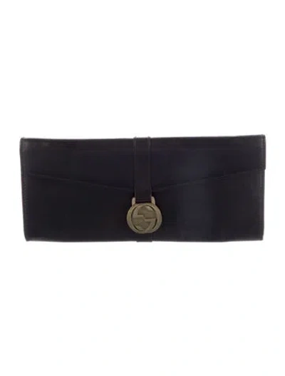 Pre-owned Gucci Vintage Reins Continental Wallet In Black