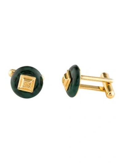 Pre-owned Gucci Vintage Resin Double G Cufflinks In Green