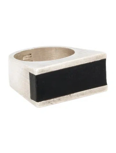 Pre-owned Gucci Vintage Rubber Inlay Signet Ring In Multi