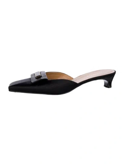 Pre-owned Gucci Vintage Satin Mules In Black