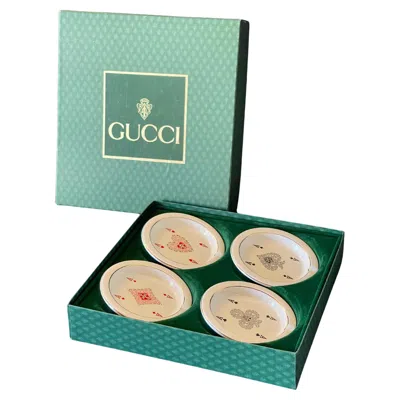 Pre-owned Gucci Vintage Set Of 4 Card Change Tray Or Ashtrays In Gray