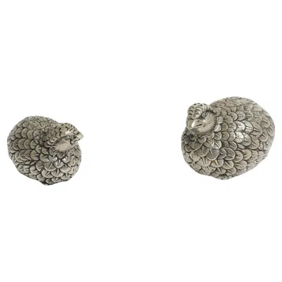 Pre-owned Gucci Vintage Set Of  Quail Silverplate Salt And Pepper Shaker, Italy 1960s