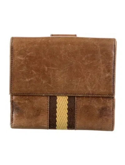 Pre-owned Gucci Vintage Sherry Line Bifold Compact Wallet In Brown