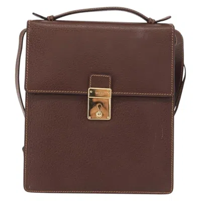 Pre-owned Gucci Vintage Shoulder Bag Leather Brown Leather Shoulder Bag Bag ()