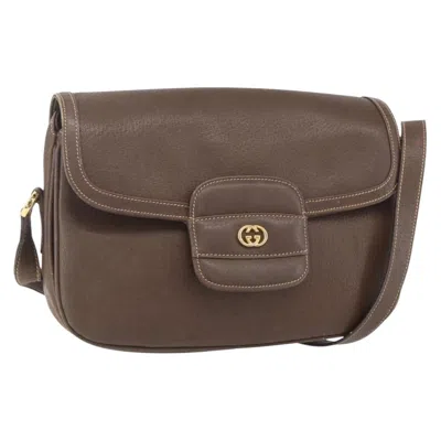 Pre-owned Gucci Vintage Shoulder Bag Leather Brown Leather Shoulder Bag Bag ()
