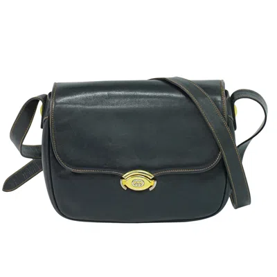 Pre-owned Gucci Vintage Shoulder Bag Leather Navy Leather Shoulder Bag Bag () In Blue