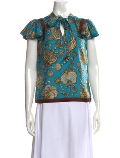 Pre-owned Gucci Vintage Silk Blouse In Blue