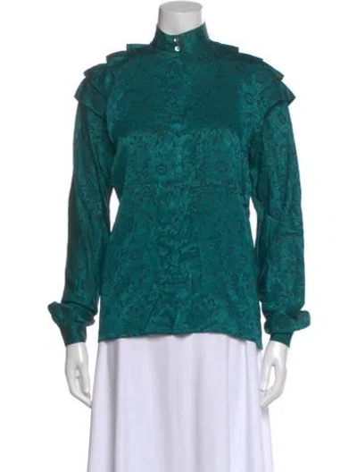 Pre-owned Gucci Vintage Silk Blouse In Green