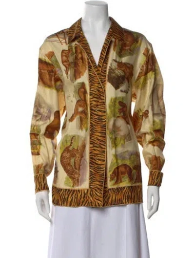 Pre-owned Gucci Vintage Silk Blouse In Neutral